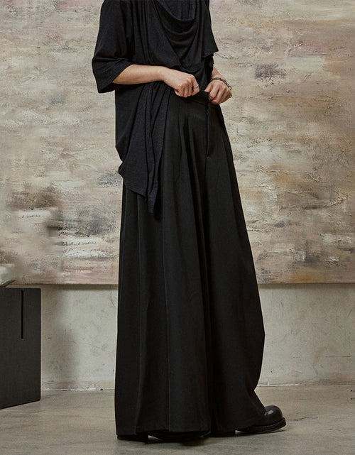 Load image into Gallery viewer, Dark Gothic Skirt Pants Genderless Streetwear Fashion Wide-Leg Samurai Pants Unisex
