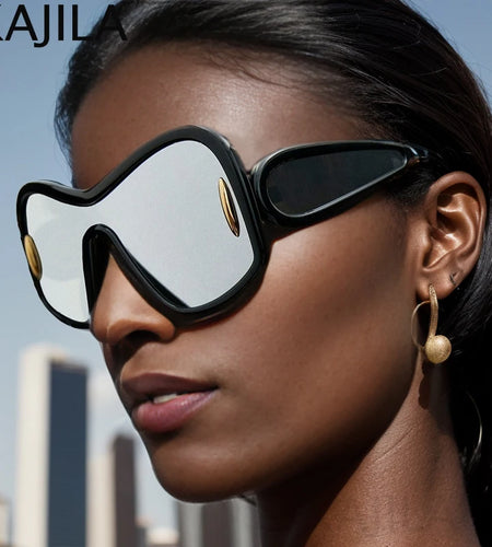 Oversized One-Piece Shield Sunglasses Punk Square Eyewear Vintage Big Frame Sun Glasses