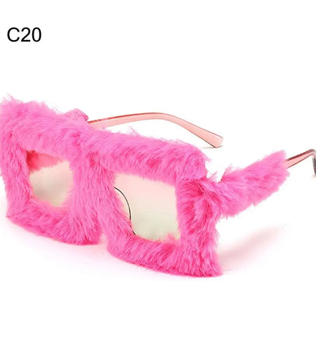 Y2K Oversized Plush Sunglasses Style Soft Fluffy Shades Cosplay Novelty Glasses
