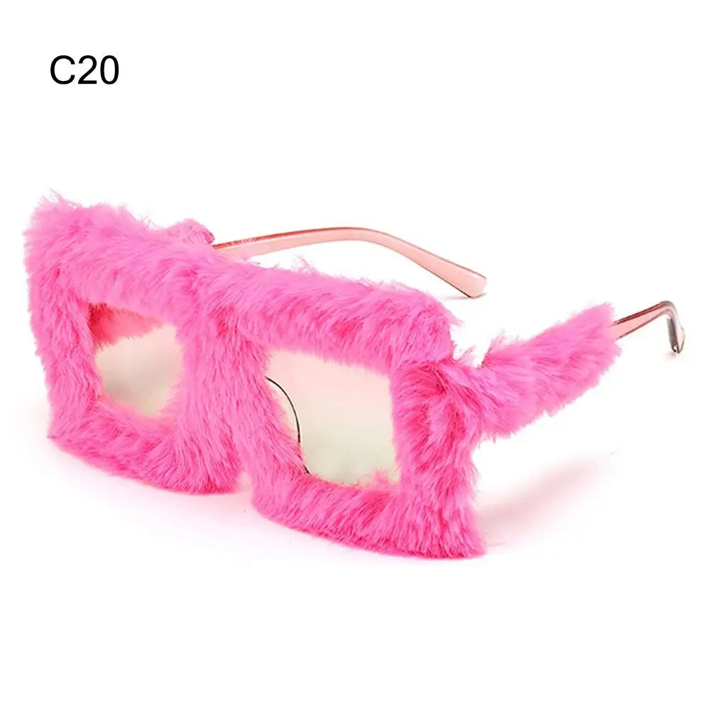 Y2K Oversized Plush Sunglasses Style Soft Fluffy Shades Cosplay Novelty Glasses