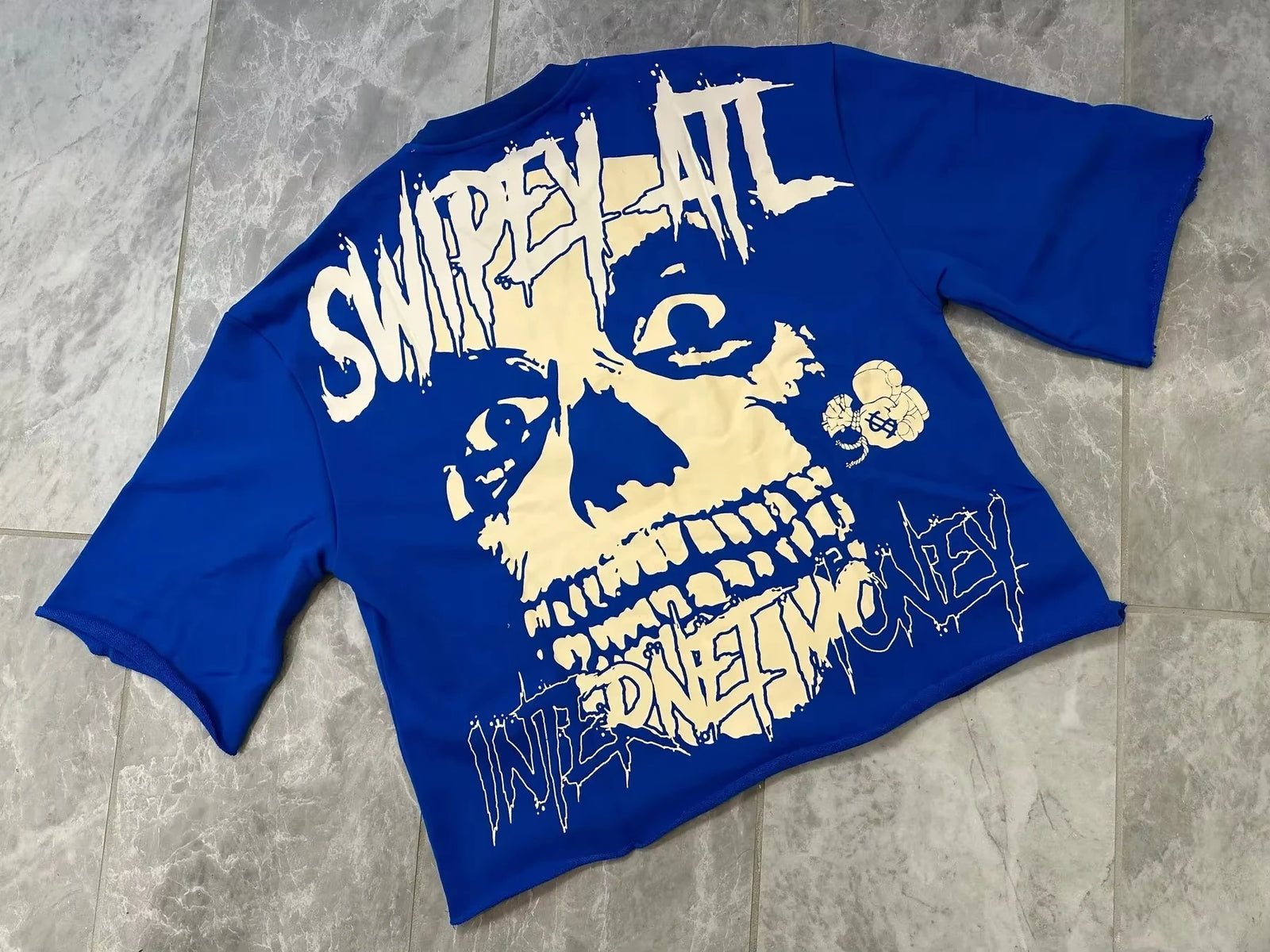 Summer Y2K Retro Gothic Skull Graphic Print T-shirt Men's Oversized Casual Cotton Short-sleeved T-shirt Street Top