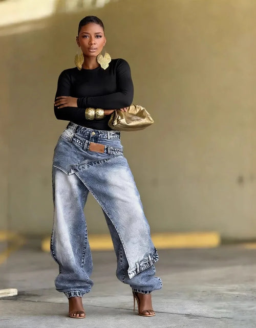 Load image into Gallery viewer, Women Straight Pants Jeans Long Length Tassels Trousers Stretch Mid Waist Washed Vintage Distressed
