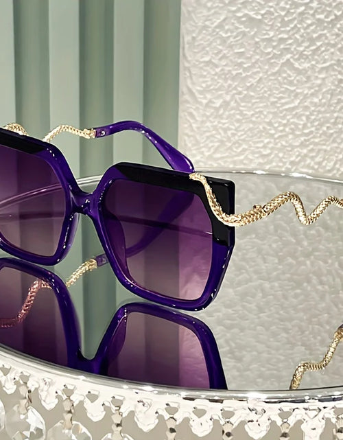 Load image into Gallery viewer, Women's Oversized Round Fashion Glasses with Snake-Shaped Metal Arms - Lightweight PC Frame, White &amp; Golden Luxury
