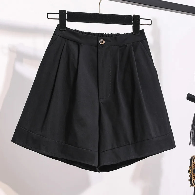 Simple Fashion Solid Shorts Women's High Waist Loose Fitting