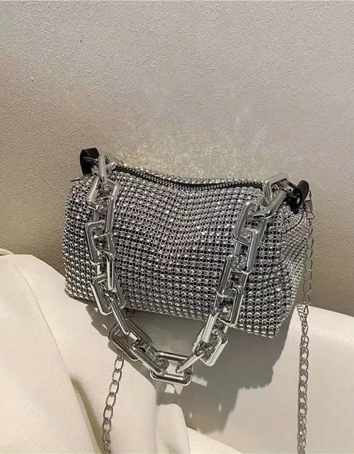 Load image into Gallery viewer, Allover Rhinestone Bucket Bag, Glitter Chain Prom Purse, Women's Mini Crossbody Bag (6.3*3.54) Inch
