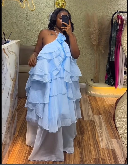 Load image into Gallery viewer, Women Sleeveless Ruffles Loose Smock Strap Maxi Long Sexy Dress
