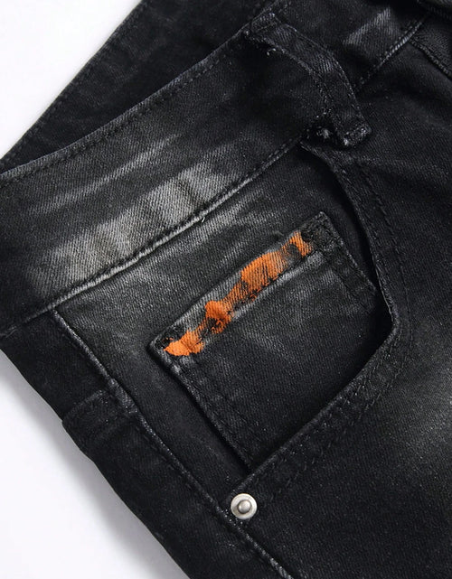 Load image into Gallery viewer, Men's Summer Ripped Denim Shorts Straight Stretch Casual Thin Knee-Length Trousers Fashion Brand Daily Wear Zip Fly Cotton Blend
