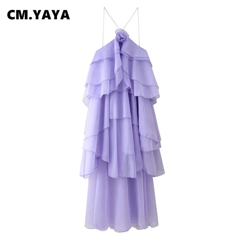 Women Sleeveless Ruffles Loose Smock Strap Maxi Long Sexy Dress