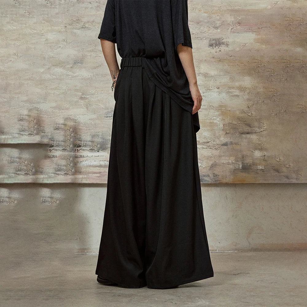 Dark Gothic Skirt Pants Genderless Streetwear Fashion Wide-Leg Samurai Pants Unisex