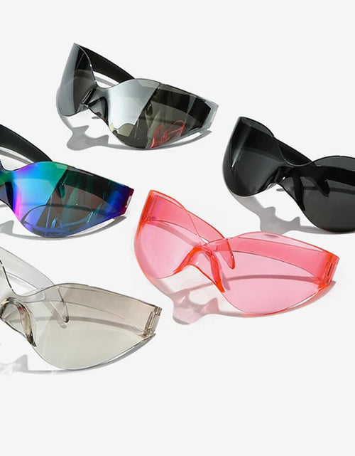 Load image into Gallery viewer, Punk Goggle Sunglasses UV400 Mirror UV Protection Unisex Y2K Silver Sport Sun Glasses Hip Hop One Piece Cool Eyewear for Men Women
