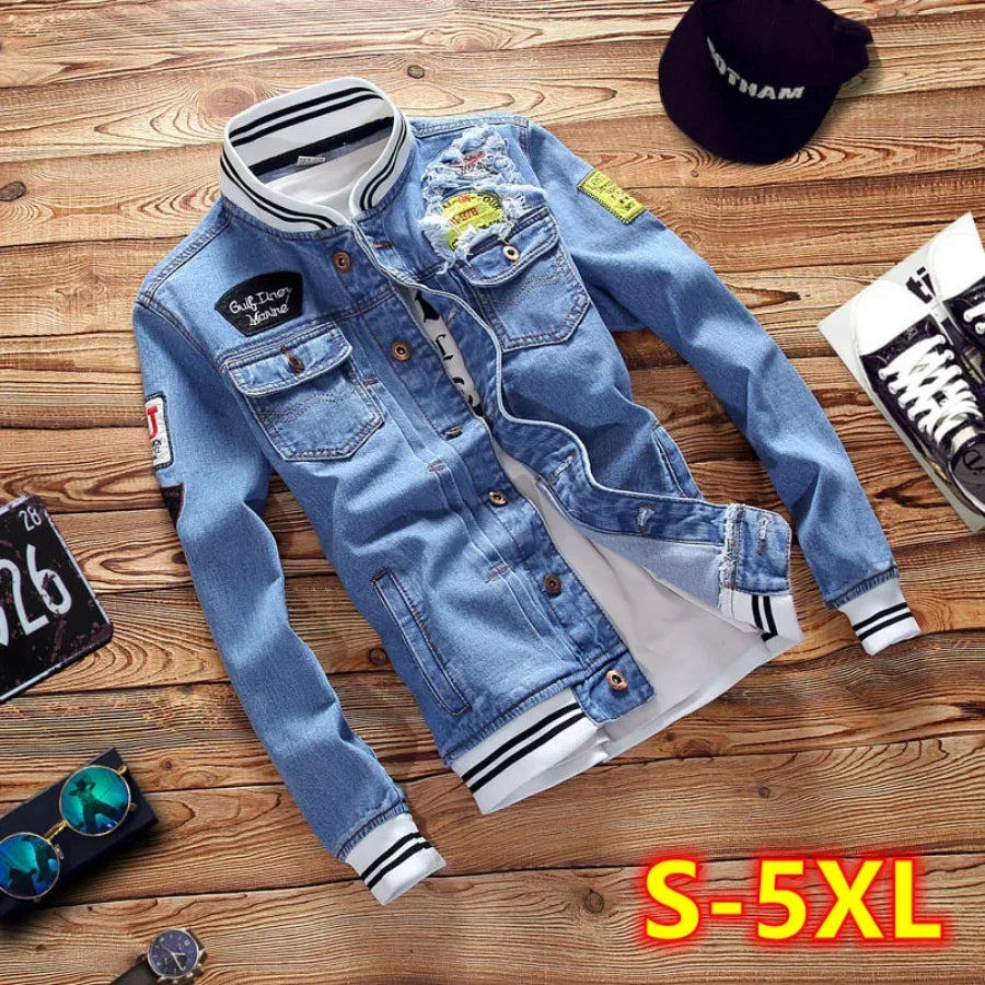 Men's Denim Jackets Fashion Male Trendy Denim
