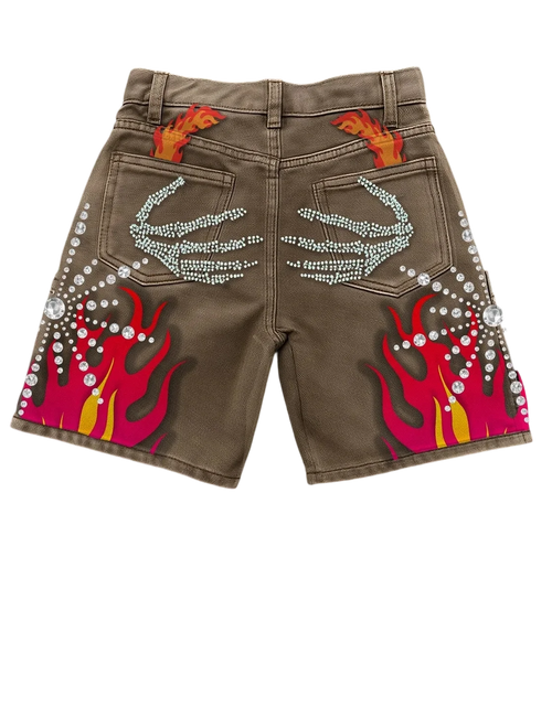 Load image into Gallery viewer, Embroidered Shorts Y2K Streetwear Men Hip Hop Baggy Denim Shorts
