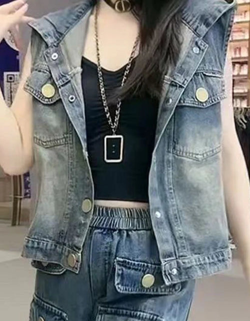 Load image into Gallery viewer, Women's style backless fashion simple jean vest  lightweight
