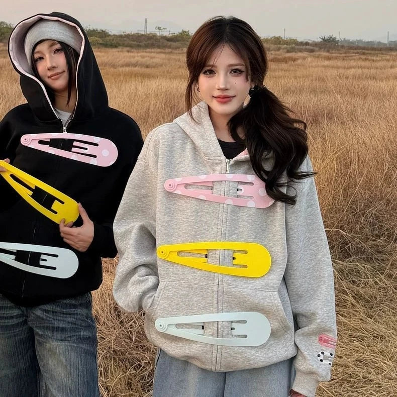 American Fun Detachable Hairpin Hooded Sweatshirt