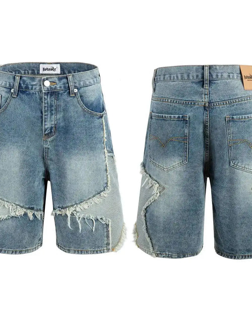 Load image into Gallery viewer, 2026 Summer Pentagram Pattern Men's  Mid Length Denim Shorts American High Street Straight
