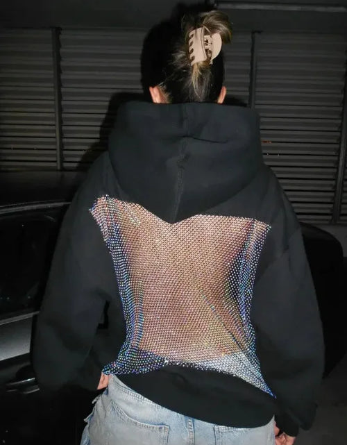 Load image into Gallery viewer, Streetwear Trendy Hoodie Women Fashion Solid Color See Through Backless Hooded Pullover Sweatshirt Female
