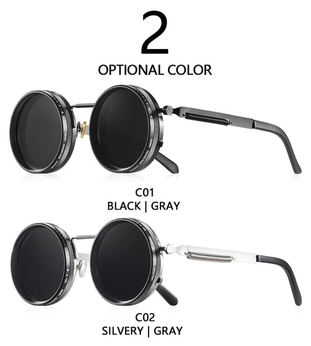 Polarized Round Sunglasses ND9 Adjustable Dimming Men and  Women Retro Punk  Eyeglasses Outdoor Shades UV400