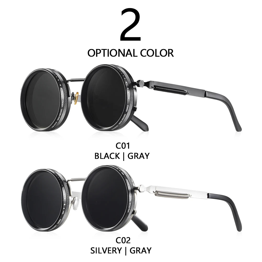 Polarized Round Sunglasses ND9 Adjustable Dimming Men and  Women Retro Punk  Eyeglasses Outdoor Shades UV400