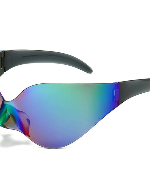 Load image into Gallery viewer, Punk Goggle Sunglasses UV400 Mirror UV Protection Unisex Y2K Silver Sport Sun Glasses Hip Hop One Piece Cool Eyewear for Men Women
