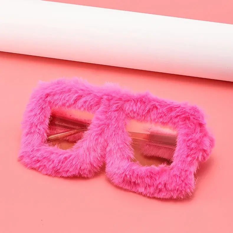 Y2K Oversized Plush Sunglasses Style Soft Fluffy Shades Cosplay Novelty Glasses