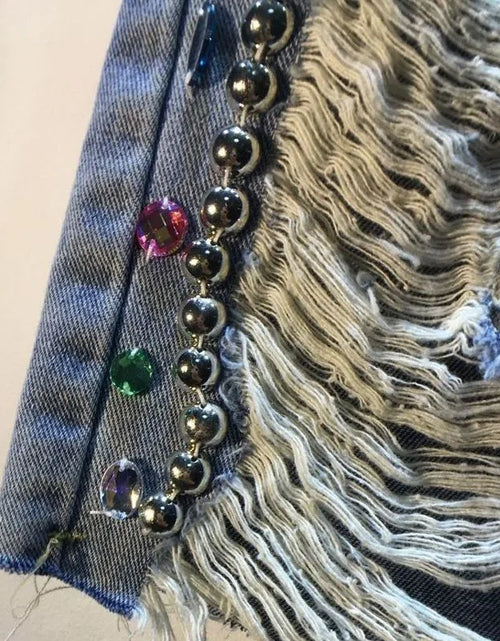 Load image into Gallery viewer, Women Summer Bedazzled  High Waist Stretch Distressed Washed Diamonds Shorts
