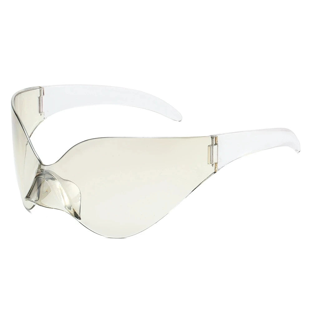 Punk Goggle Sunglasses UV400 Mirror UV Protection Unisex Y2K Silver Sport Sun Glasses Hip Hop One Piece Cool Eyewear for Men Women