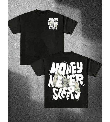 Money Never Sleeps Graphic T Shirt Summer Short-sleeved Oversized T-shirt