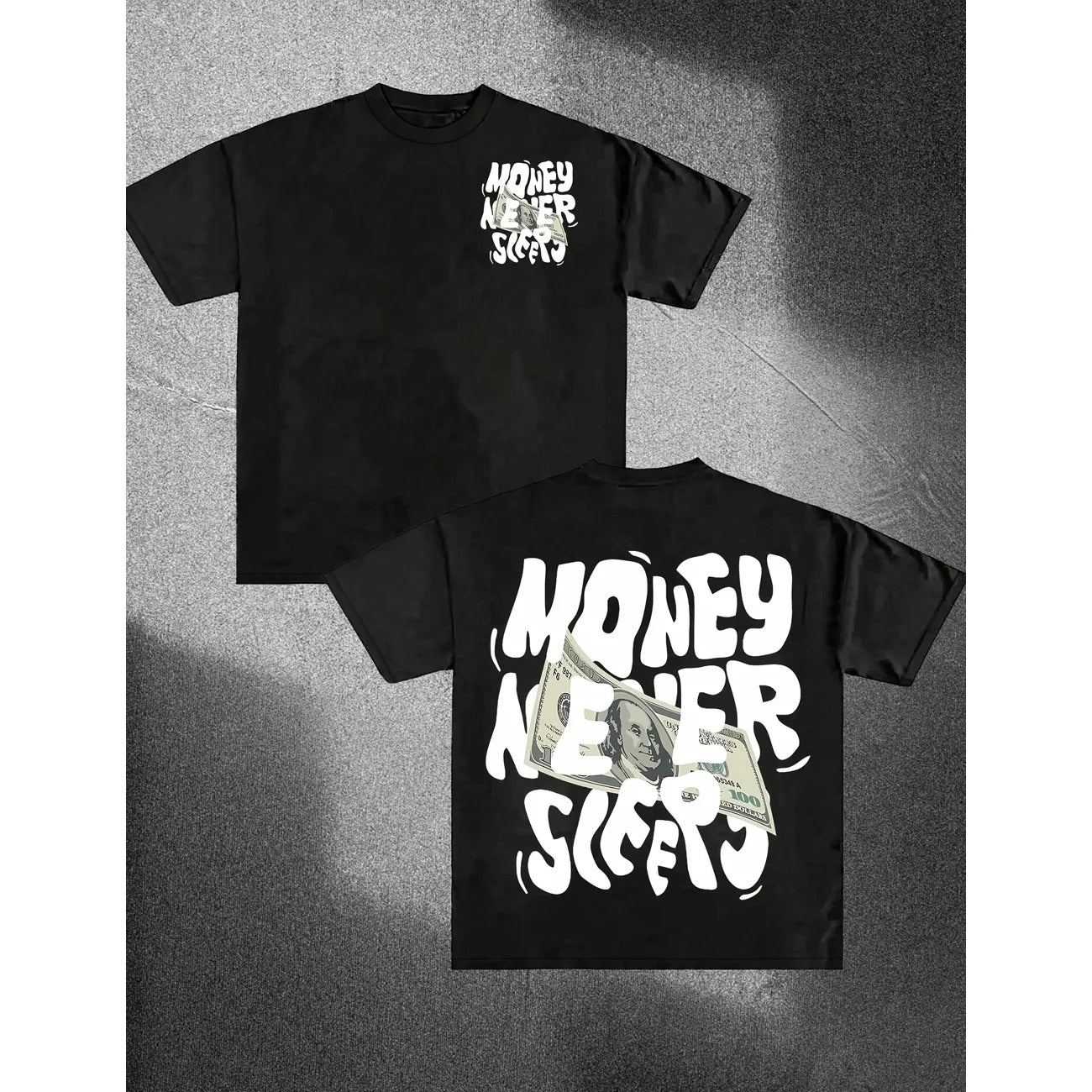 Money Never Sleeps Graphic T Shirt Summer Short-sleeved Oversized T-shirt