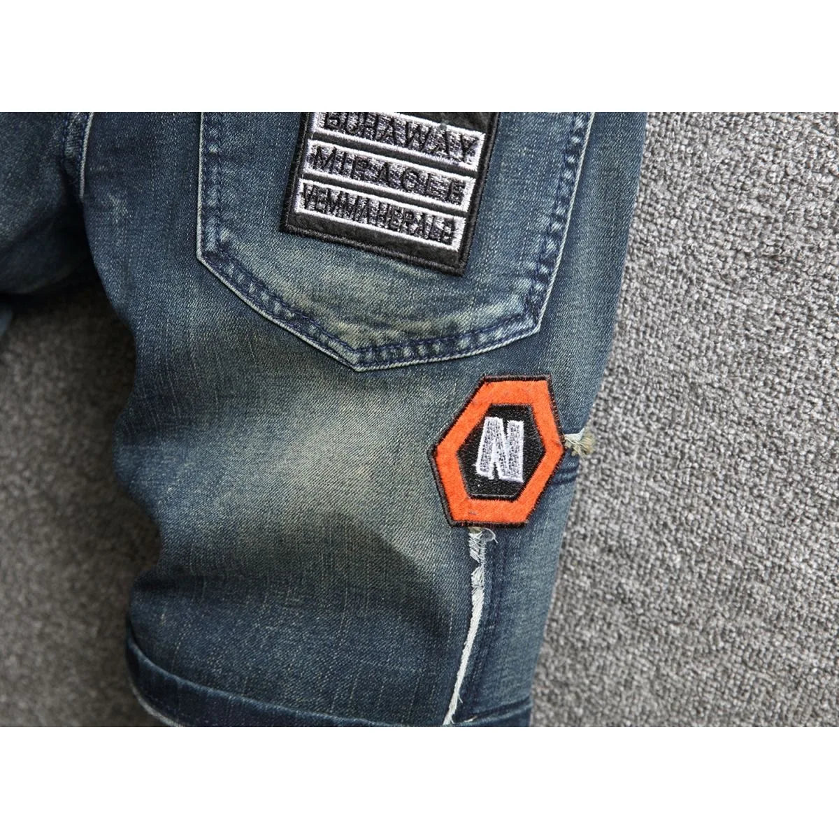 Summer New Fashion Trend Printed Straight Leg Sports Retro Jeans Shorts Comfortable High Quality Shorts 28-36