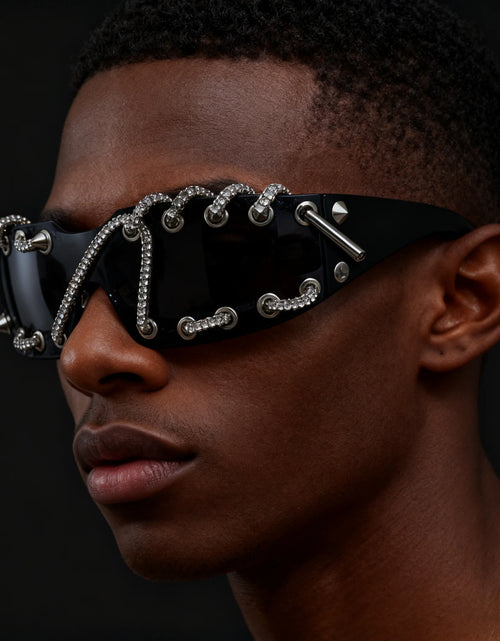 Load image into Gallery viewer, Crystal Chain Like Sunglasses Unique Streetwear
