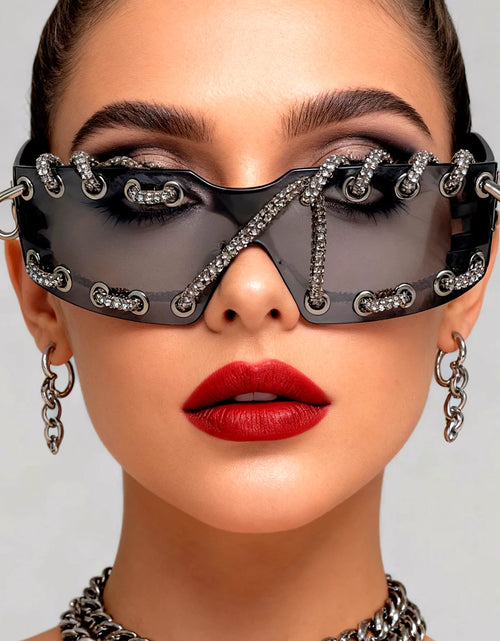 Load image into Gallery viewer, Crystal Chain Like Sunglasses Unique Streetwear
