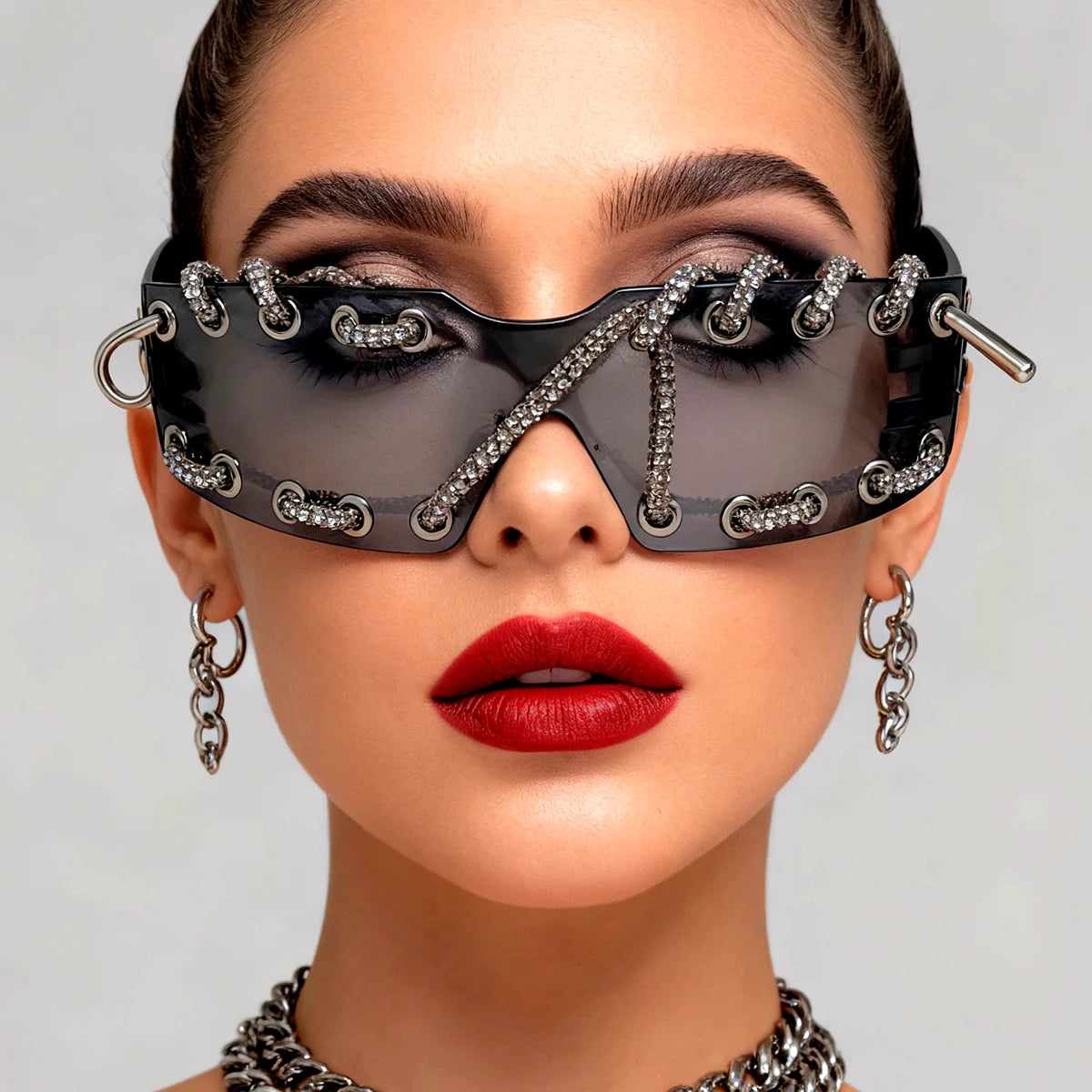 Crystal Chain Like Sunglasses Unique Streetwear