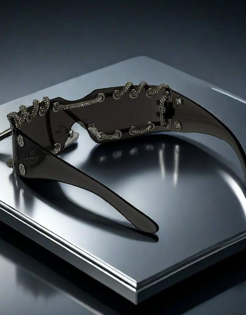 Load image into Gallery viewer, Crystal Chain Like Sunglasses Unique Streetwear
