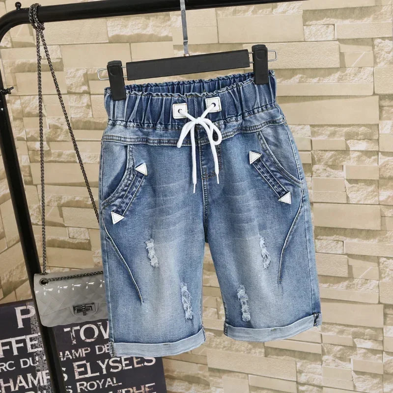 Women's Denim Shorts With Pockets Wide Leg