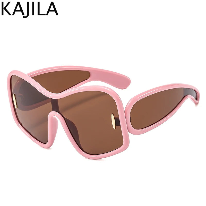 Oversized One-Piece Shield Sunglasses Punk Square Eyewear Vintage Big Frame Sun Glasses