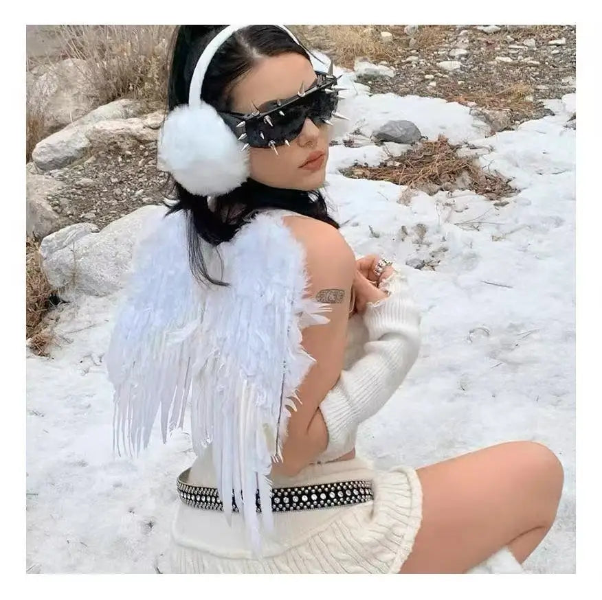 Cyberpunk Demon Eyewear Metal Rivet Sunglasses Steampunk Eyewear