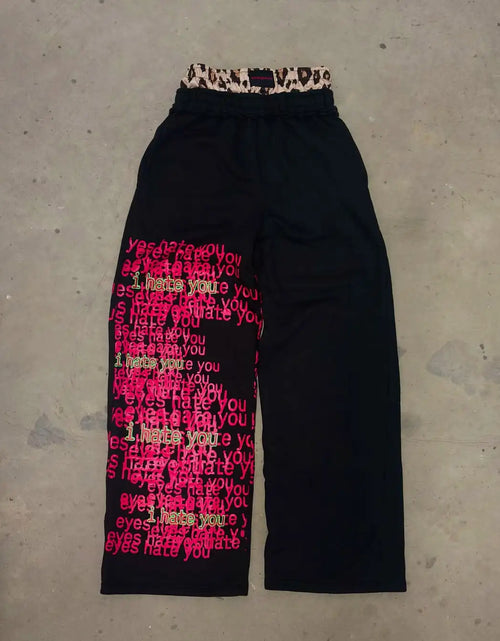 Load image into Gallery viewer, Men's Retro Double Waist Casual Streetwear Pants Hip-Hop Gothic Harajuku Loose Fit Y2K Letter Pattern Sports Trousers
