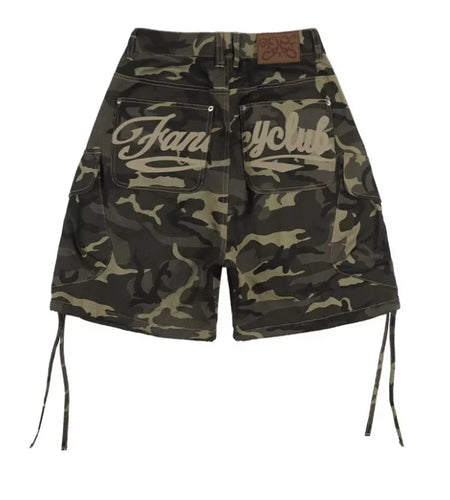 Women Camo Cargo Letter Print Baggy Shorts with Pockets 2026