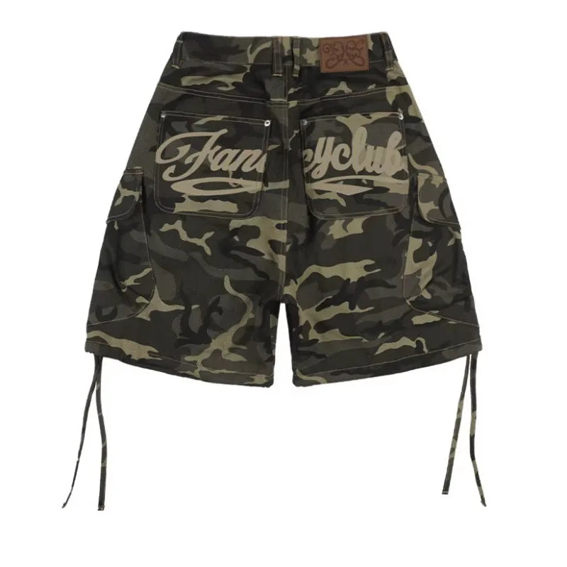 Women Camo Cargo Letter Print Baggy Shorts with Pockets 2026