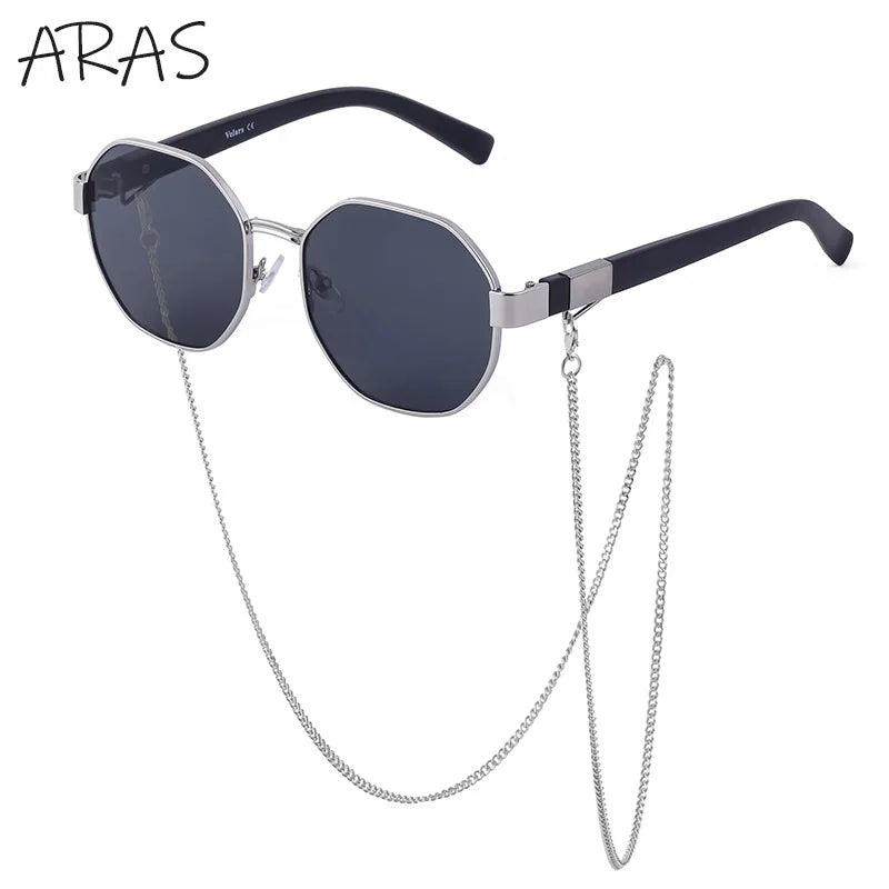 Polygon Sunglasses With Chain 2026 Luxury Brand Fashion Unique Trends Octagon Sun Glasses