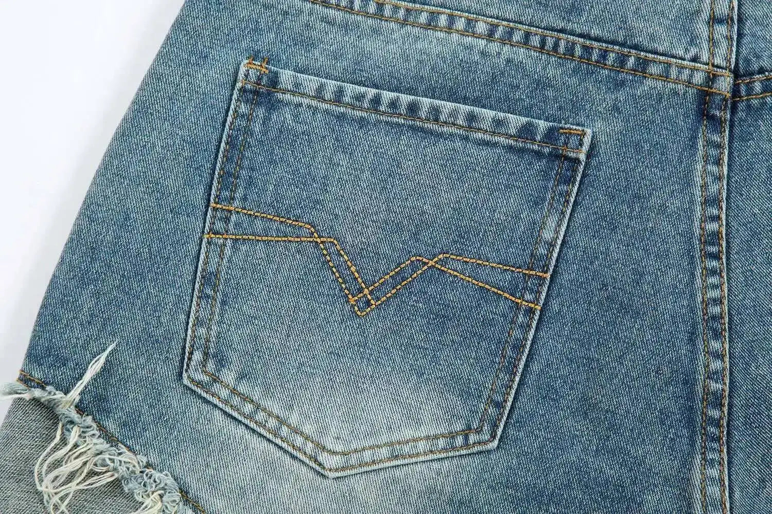 2026 Summer Pentagram Pattern Men's  Mid Length Denim Shorts American High Street Straight