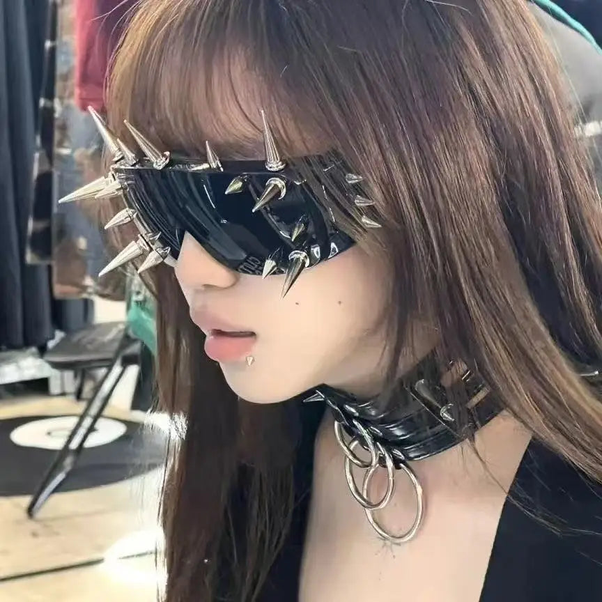 Cyberpunk Demon Eyewear Metal Rivet Sunglasses Steampunk Eyewear