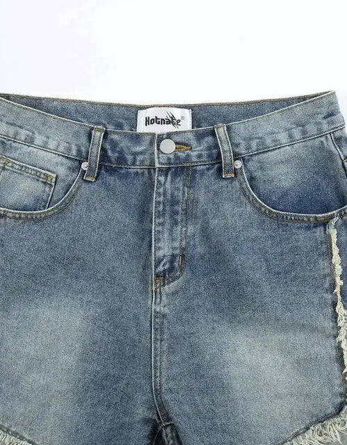 Load image into Gallery viewer, 2026 Summer Pentagram Pattern Men's  Mid Length Denim Shorts American High Street Straight
