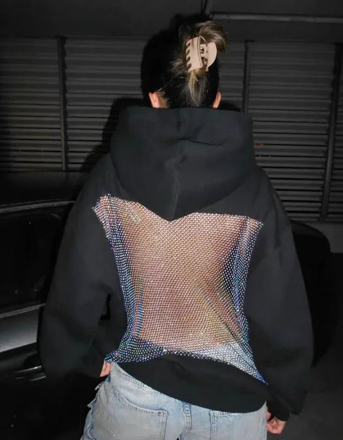 Load image into Gallery viewer, Streetwear Trendy Hoodie Women Fashion Solid Color See Through Backless Hooded Pullover Sweatshirt Female
