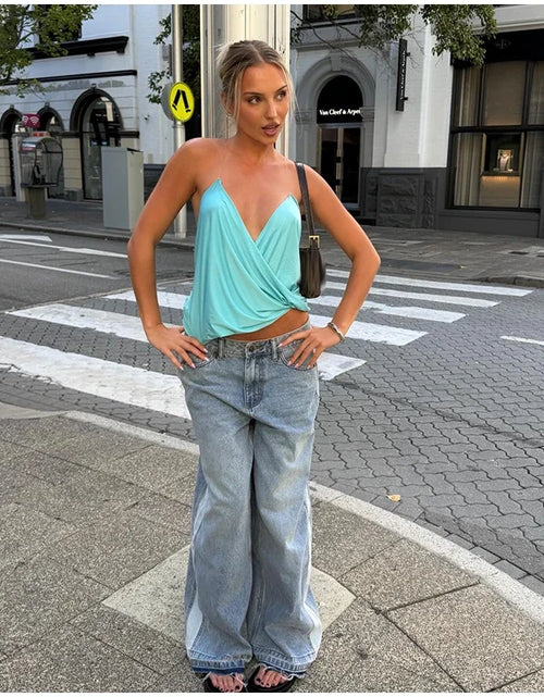 Load image into Gallery viewer, Women's Pleated Halter   Loose Sexy V-neck Sleeveless Backless Tops 2026 Spring Summer
