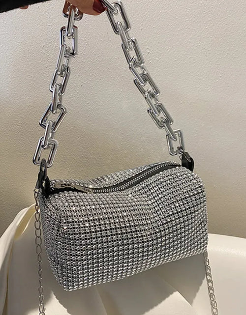 Load image into Gallery viewer, Allover Rhinestone Bucket Bag, Glitter Chain Prom Purse, Women's Mini Crossbody Bag (6.3*3.54) Inch
