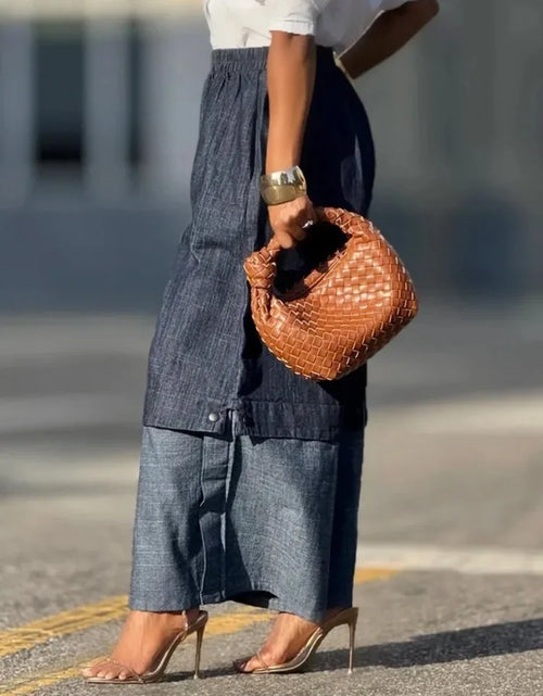 Load image into Gallery viewer, Urban Female Streetwear Layered Denim Wide Leg Pants Loose Elastic High Waisted Pockets Baggy Trousers
