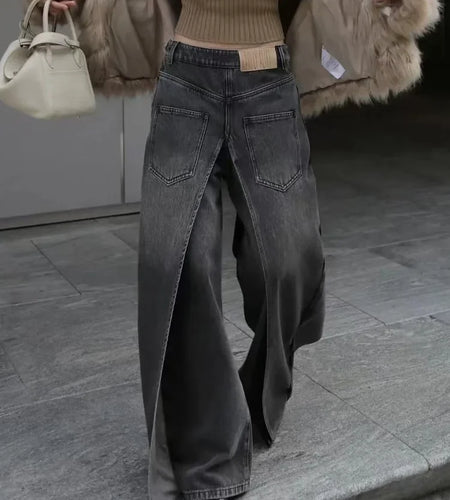Women's Y2K Style New Rock Hip Hop Baggy Wide Leg Jeans