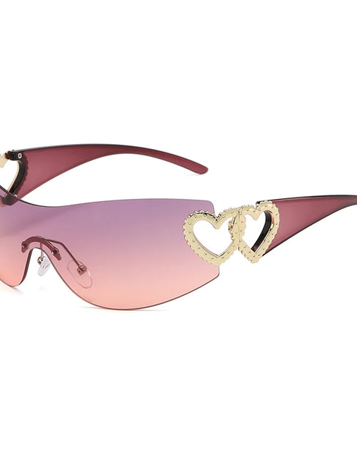 Load image into Gallery viewer, Rimless Oversized Sunglasses Women Trendy Gradient 2000'S Wrap Around Sun Glasses
