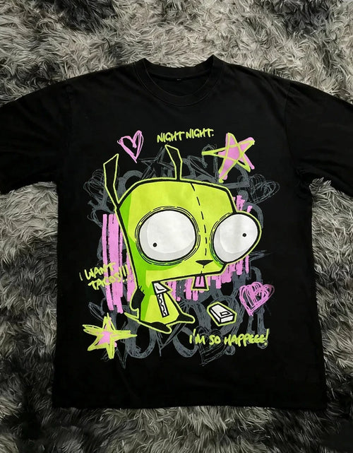 Load image into Gallery viewer, Vintage Invader Zim Cartoon Print Short Sleeve T-Shirt Retro Unisex Graphic Tee 90s Nostalgia Summer
